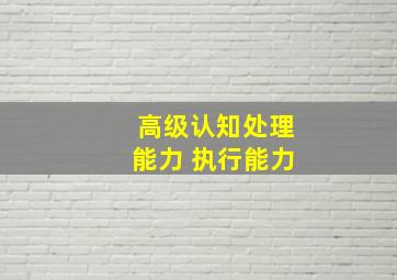 高级认知处理能力 执行能力